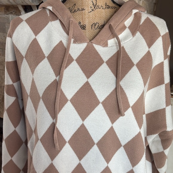 Favorite Girl knitted 2 piece khaki hooded sweater pocket harem pants w stripe - Picture 6 of 16